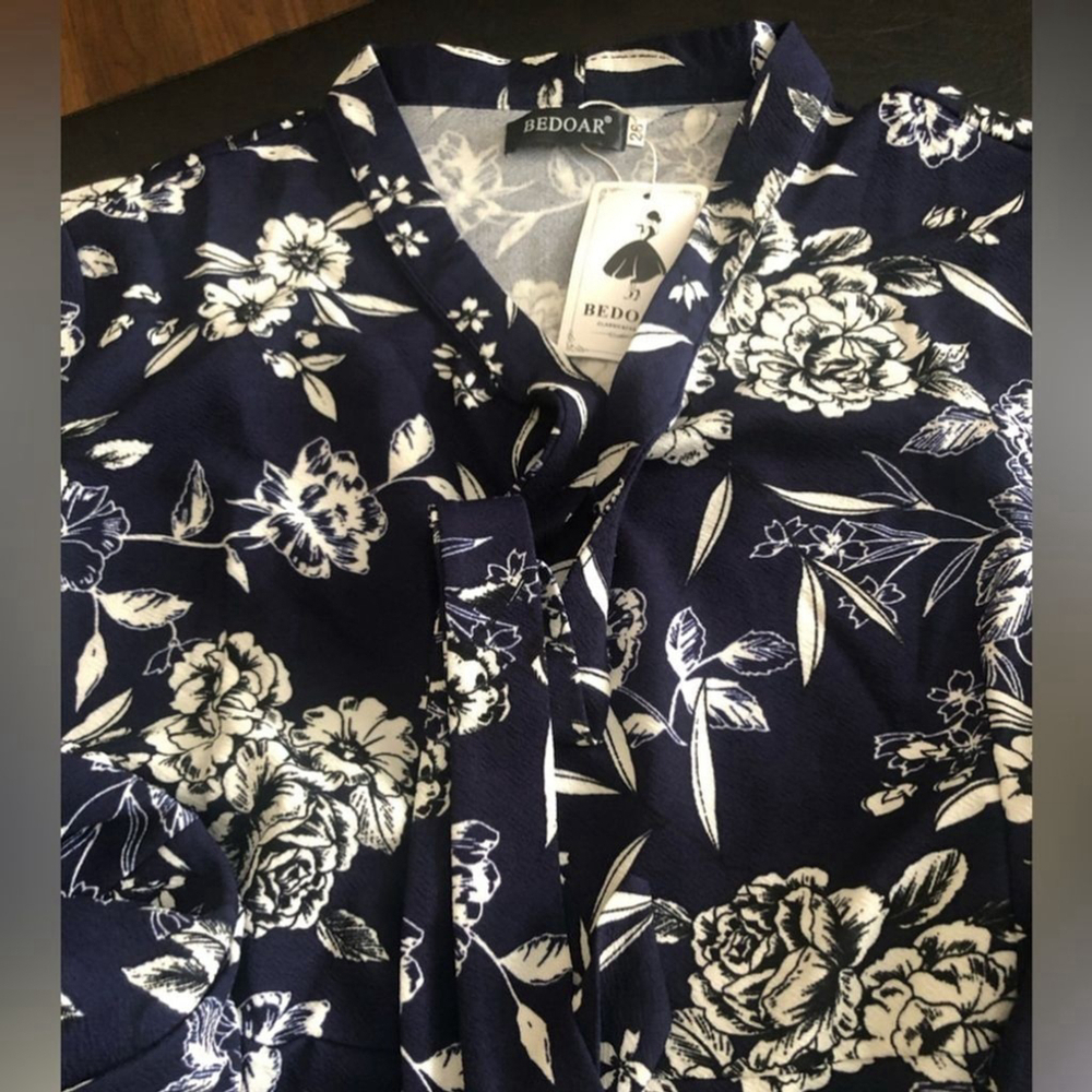BEDOAR Floral Midi Dress Tie Front Size 26W NWT - Picture 5 of 7